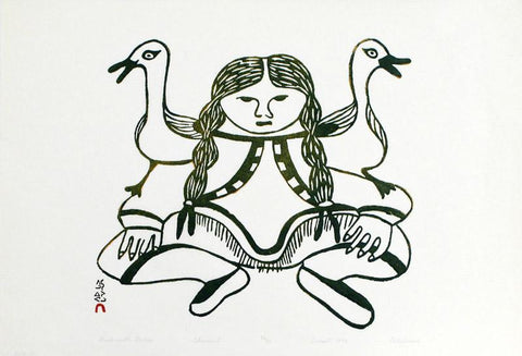 Girl With Gulls by Pitaloosie Saila