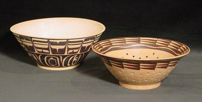 17 & 18. Formline Design Salad Bowl & Salish Basket Pattern Colander