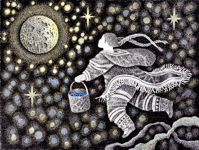 20. WOMAN WATERING MOON