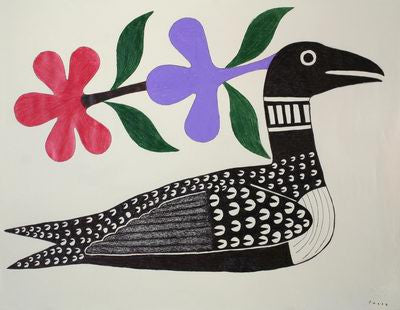 3. Loon With Red And Purple Flowers