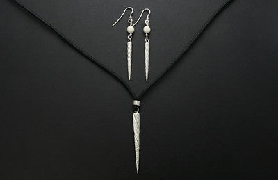 Narwhal Tusk Pendant and Earrings (Large)
