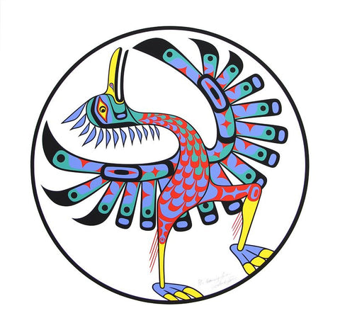 Serigraph Dancing Heron by Richard Hunt Northwest Coast Artist from Kwakwaka'wakw