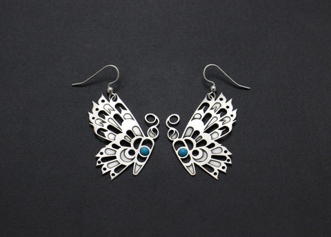 Butterfly Earrings with Turquoise