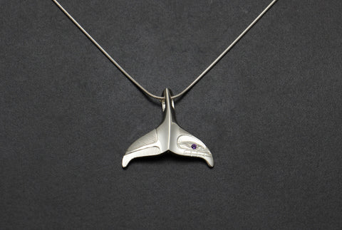 Whale Tail Pendant with Amethyst