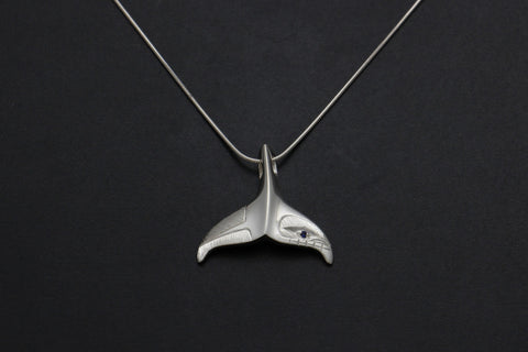 Whale Tail Pendant with Sapphire