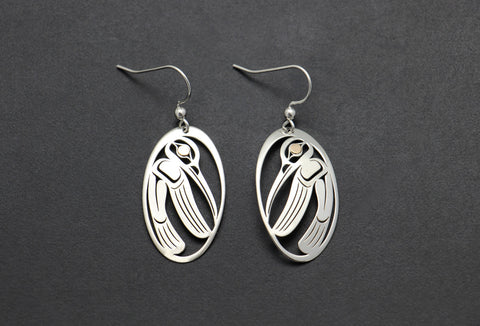 Hummingbird Oval Earrings