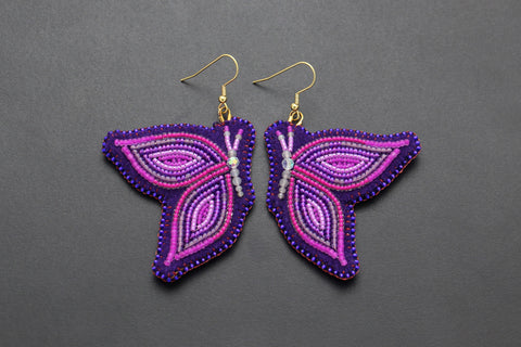 Butterfly Beaded Earrings (Purple)
