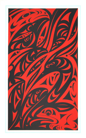 Reflections Off the Fraser River State IV (Black &amp; Red)