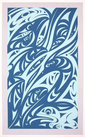 Reflections Off the Fraser River State II (Salish Sky Blue)