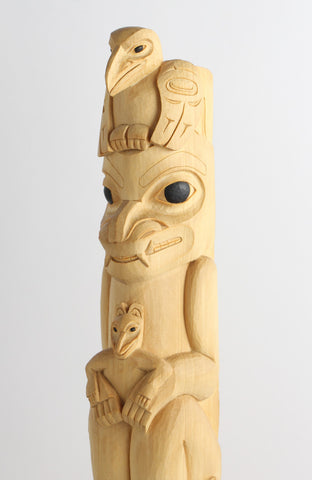 Raven and Wolf Model Totem Pole