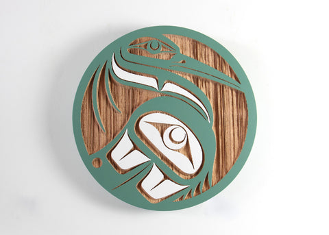 Heron Design Sand Blasted Panel (Sage and White)