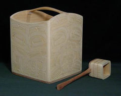 09. Eagle & Wolves Bentwood Water Bucket & Ladle