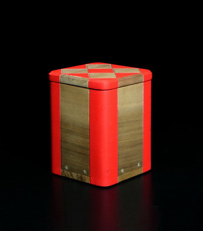 24. Red Corner Bentwood box