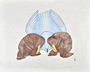 Walrus And Bird by Mayoreak Ashoona 