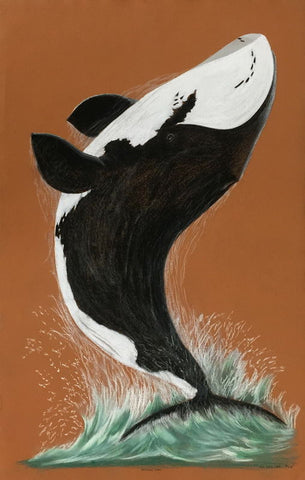 Breeching Whale by Tim Pitsiulak Inuit Artist from Cape Dorset