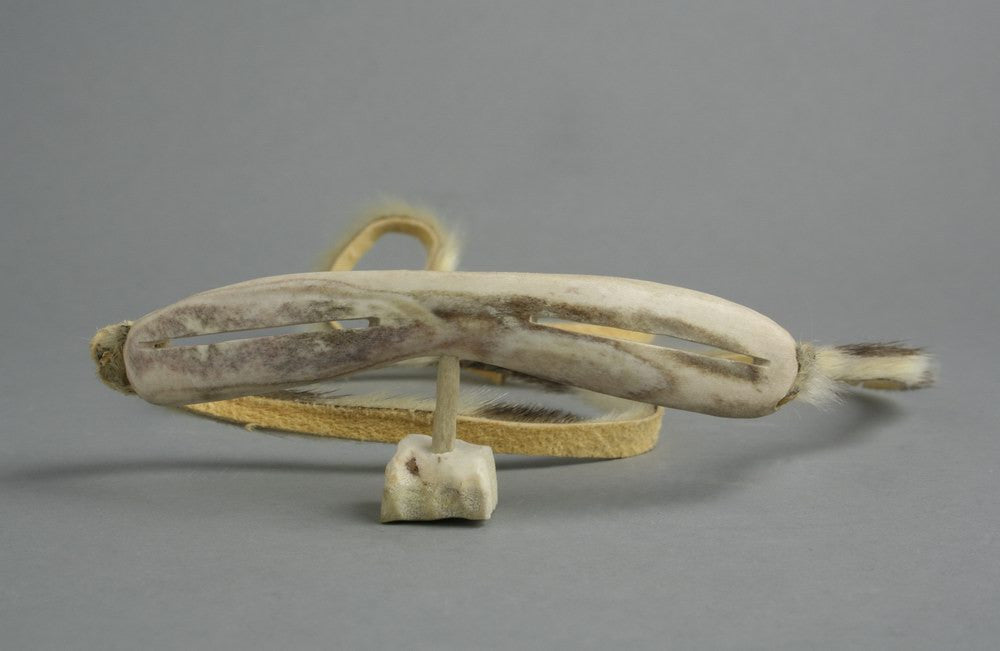 ancient snow goggles Antler, Seal Skin Snow Goggles by Inuit Artist Salomonie Kooneeliusie