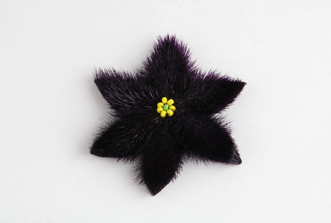 Flower Hair Clip (Purple with yellow beads)