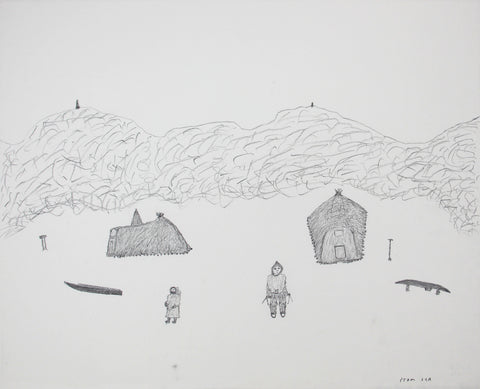 Two Inuit with Tents on the Land