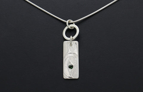 Whale Pendant with Jump Rings and Tourmaline