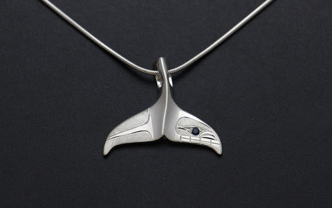 Whale Tail Pendant with Sapphire