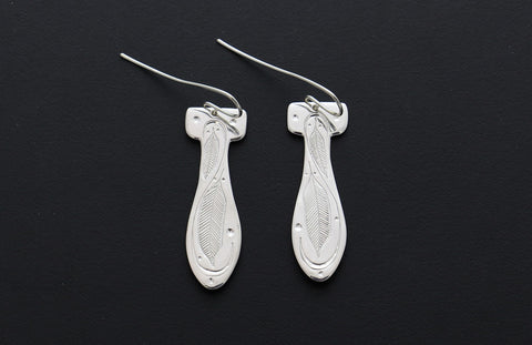 Paddle Shaped Feather Design Earrings