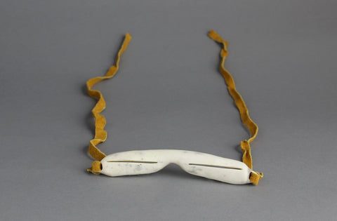 Antler, Leather Snow Goggles by Danny Etooangat Inuit Artist from Pangnirtung