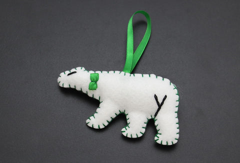 Ornament - Bear with Green Stitching