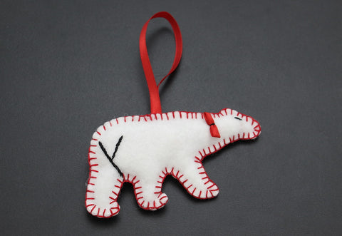 Ornament - Bear with Red Stitching