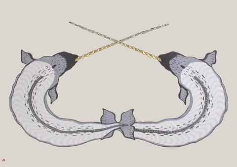 Sparring Narwhals by Quvianaqtuk Pudlat