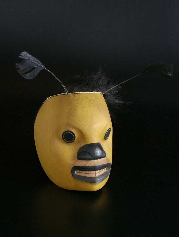 Bumble Bee Mask by Joe David of Nuu-Chah-Nulth Red Cedar, Feathers, Fur