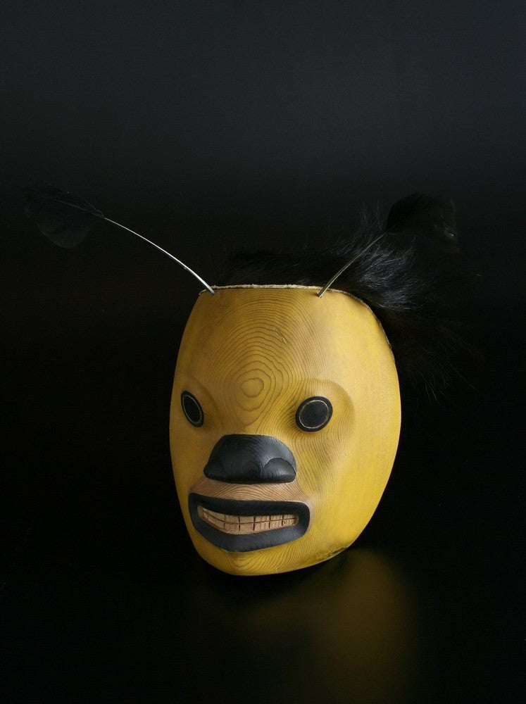 Bumble Bee Mask by Joe David of Nuu-Chah-Nulth Red Cedar, Feathers, Fur